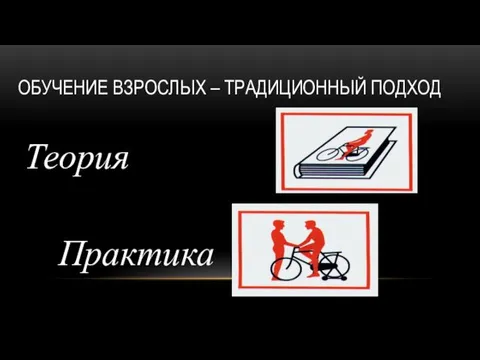 ОБУЧЕНИЕ ВЗРОСЛЫХ – ТРАДИЦИОННЫЙ ПОДХОД Теория Практика