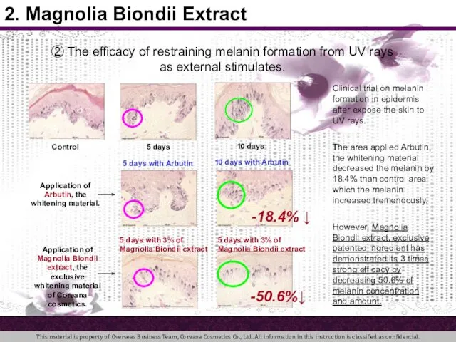 5 days with 3% of Magnolia Biondii extract Application of Magnolia