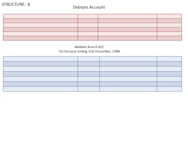 Makkah Branch A/C for the year ending 31st December, 1994 Debtors Account STRUCTURE: 8