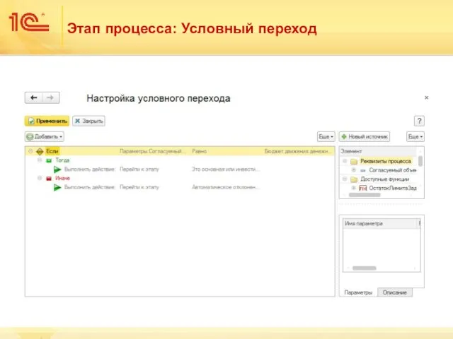 Этап процесса: Условный переход
