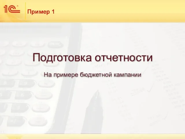 Пример 1 Подготовка отчетности На примере бюджетной кампании