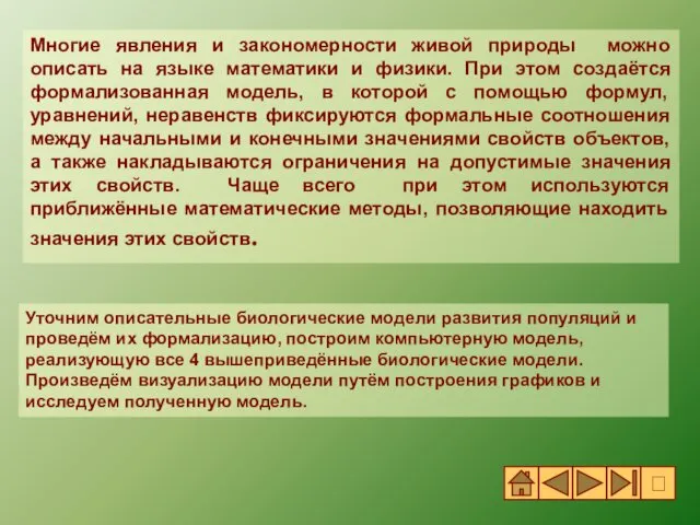 Многие явления и закономерности живой природы можно описать на языке математики