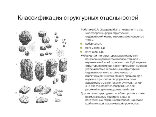 Классификация структурных отдельностей Работами С.А. Захарова было показано, что все многообразие
