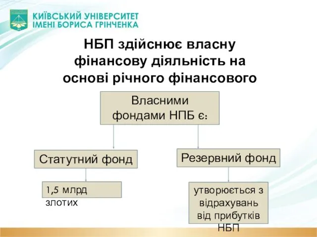 НБП здійснює власну фінансову діяльність на основі річного фінансового плану. Власними