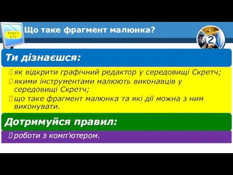 Що таке фрагмент малюнка? Розділ 5 § 31