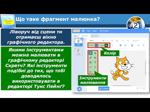 Що таке фрагмент малюнка? Ліворуч від сцени ти отримаєш вікно графічного