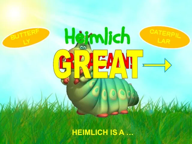 HEIMLICH IS A … Heimlich CATERPILLAR BUTTERFLY TRY AGAIN! GREAT