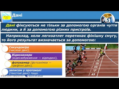 Дані Розділ 1 § 1 Дані фіксуються не тільки за допомогою