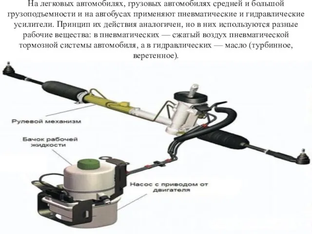 На легковых автомобилях, грузовых автомобилях средней и большой грузоподъемности и на