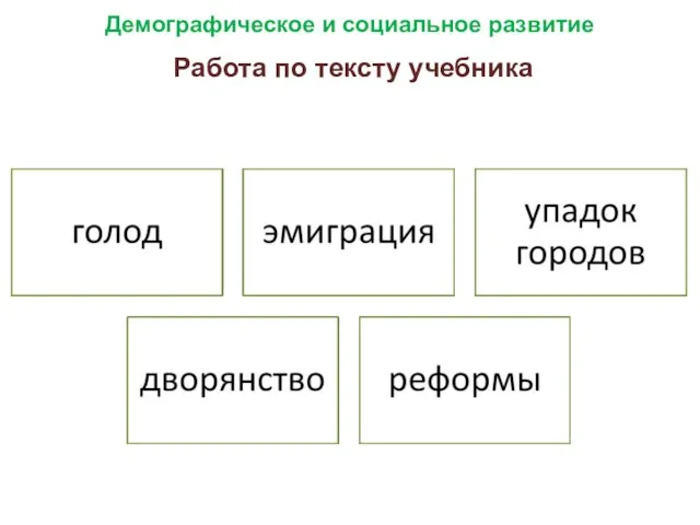 Демографическое и социальное развитие Работа по тексту учебника