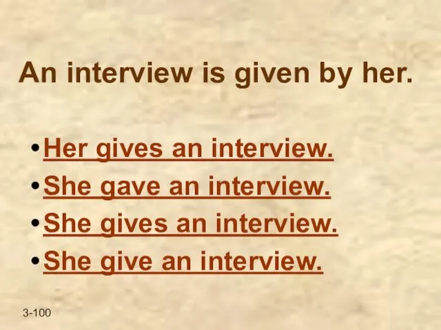 An interview is given by her. Her gives an interview. She