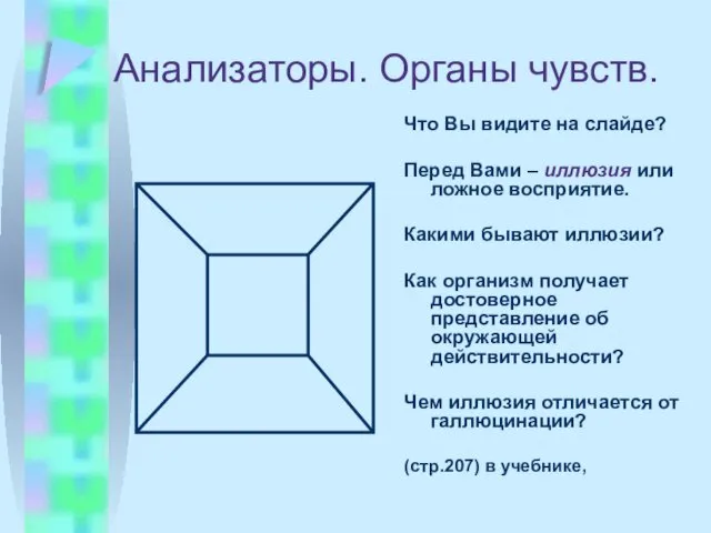 Анализаторы. Органы чувств. Что Вы видите на слайде? Перед Вами –