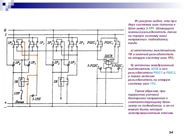 Из рисунка видно, что при двух системах шин питание к блок-замку