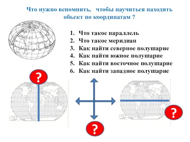 Что нужно вспомнить, чтобы научиться находить объект по координатам ? Что