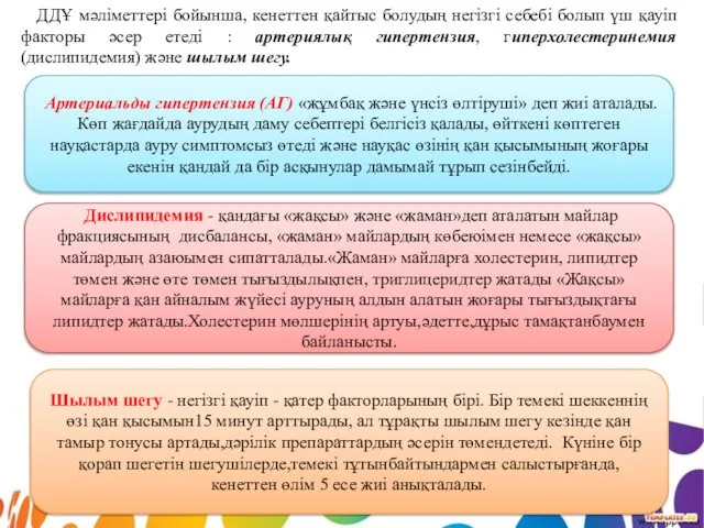 ДДҰ мәліметтері бойынша, кенеттен қайтыс болудың негізгі себебі болып үш қауіп