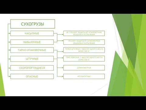 СУХОГРУЗЫ НАСЫПНЫЕ НАВАЛОЧНЫЕ ТАРНО-УПАКОВОЧНЫЕ ШТУЧНЫЕ СКОРОПОРТЯЩИЕСЯ ОПАСНЫЕ НЕ ТРЕБУЮТ ЗАЩИТЫ ОТ