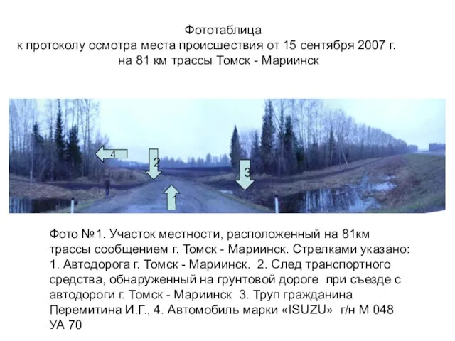 Фототаблица к протоколу осмотра места происшествия от 15 сентября 2007 г.