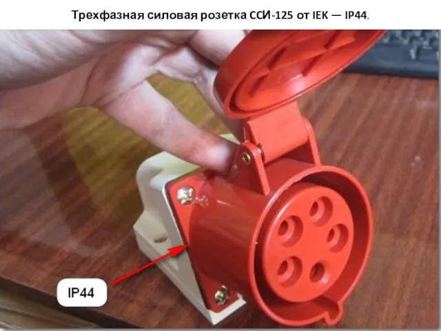 Трехфазная силовая розетка CCИ-125 от IEK — IP44.