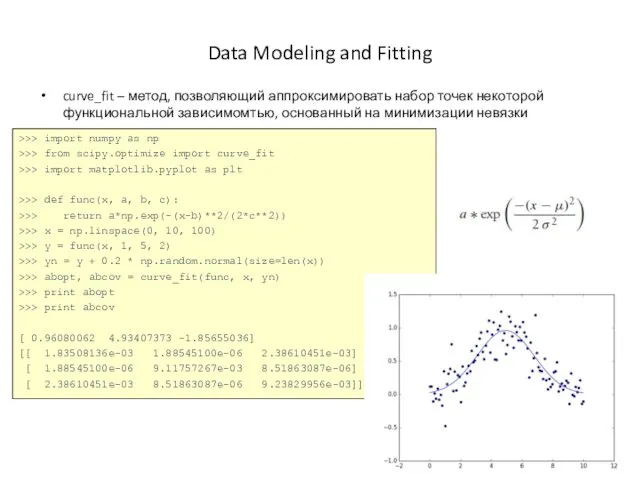 Data Modeling and Fitting curve_fit – метод, позволяющий аппроксимировать набор точек