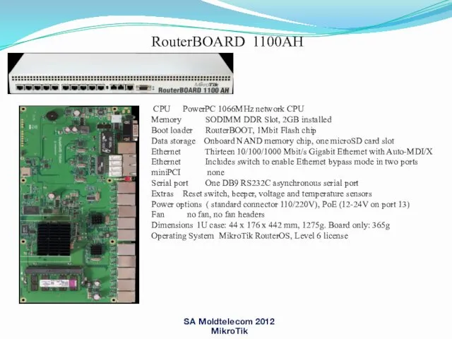 RouterBOARD 1100AH CPU PowerPC 1066MHz network CPU Memory SODIMM DDR Slot,
