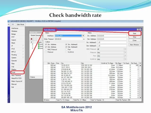 SA Moldtelecom 2012 MikroTik Check bandwidth rate