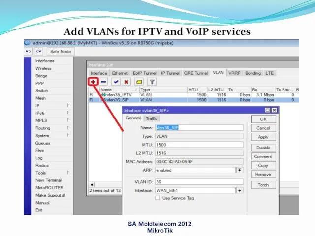 SA Moldtelecom 2012 MikroTik Add VLANs for IPTV and VoIP services