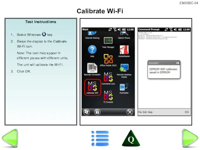 Test Instructions Calibrate Wi-Fi