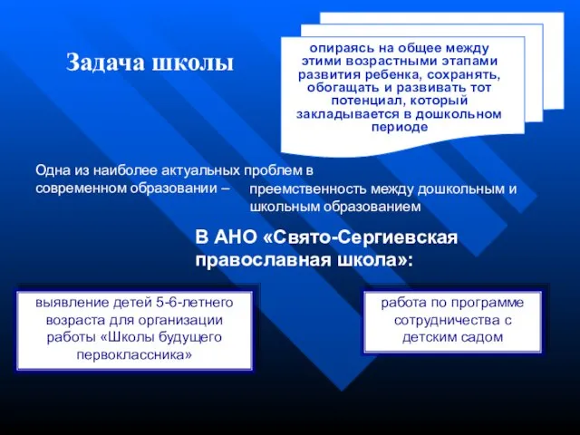 Задача школы опираясь на общее между этими возрастными этапами развития ребенка,