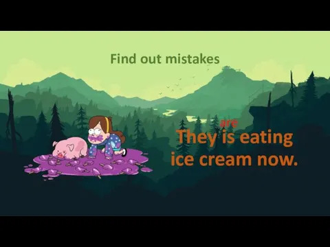 Find out mistakes They is eating ice cream now. are