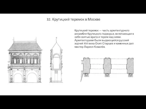 32. Крутицкий теремок в Москве Крутицкий теремок — часть архитектурного ансамбля