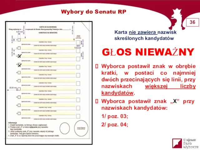 Wybory do Senatu RP Karta nie zawiera nazwisk skreślonych kandydatów GŁOS