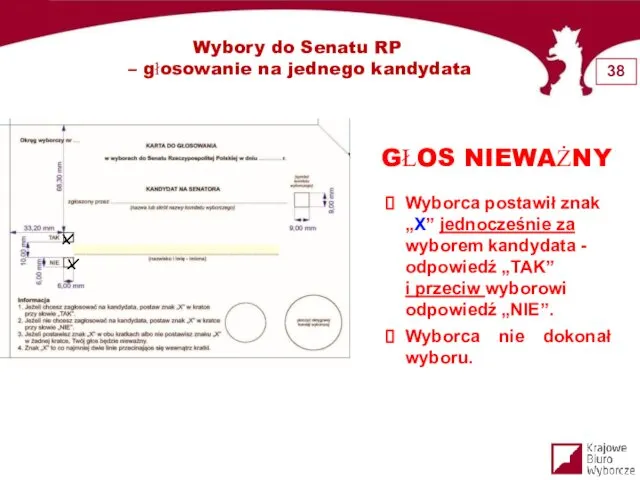 Wybory do Senatu RP – głosowanie na jednego kandydata GŁOS NIEWAŻNY