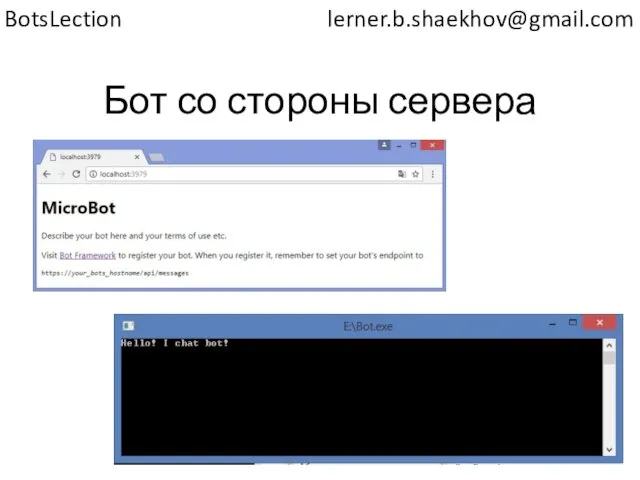 Бот со стороны сервера lerner.b.shaekhov@gmail.com BotsLection