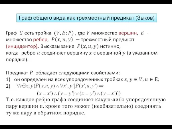 Граф общего вида как трехместный предикат (Зыков)