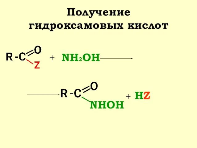 Получение гидроксамовых кислот + NH2OH NHOH + HZ