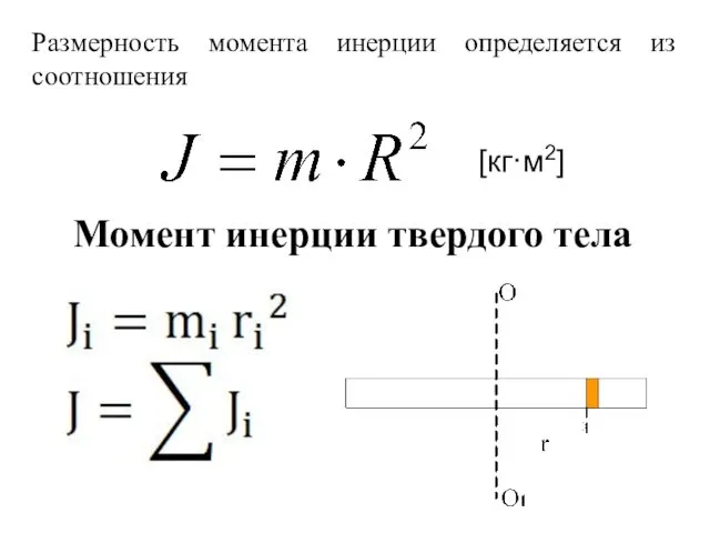 Размерность момента инерции определяется из соотношения [кг·м2] Момент инерции твердого тела