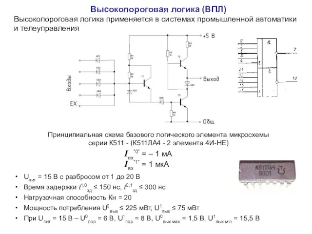 Iвх”0” = – 1 мA Iвх”1” = 1 мкA Принципиальная схема