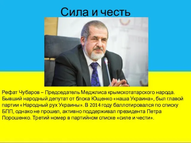 Сила и честь Рефат Чубаров – Председатель Меджлиса крымскотатарского народа. Бывший