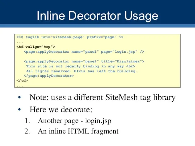 Inline Decorator Usage ... This site is not legally binding in