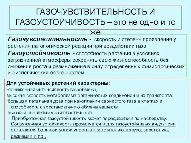 ГАЗОЧУВСТВИТЕЛЬНОСТЬ И ГАЗОУСТОЙЧИВОСТЬ – это не одно и то же Газочувствительность