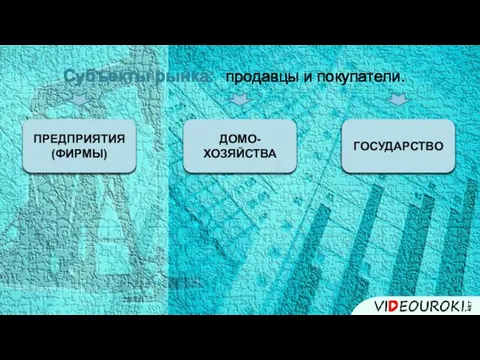 Субъекты рынка: продавцы и покупатели. ПРЕДПРИЯТИЯ (ФИРМЫ) ДОМО-ХОЗЯЙСТВА ГОСУДАРСТВО