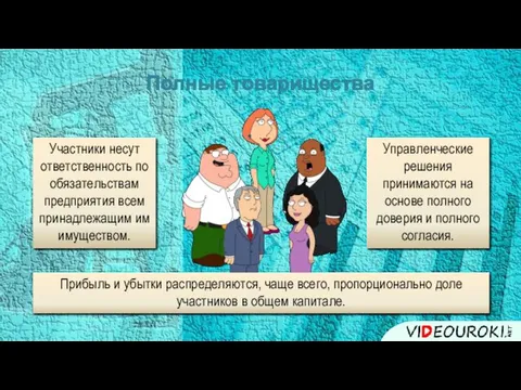 Полные товарищества Участники несут ответственность по обязательствам предприятия всем принадлежащим им