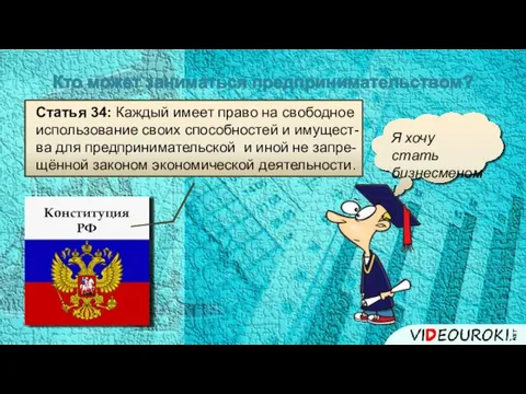 Я хочу стать бизнесменом! Кто может заниматься предпринимательством? Статья 34: Каждый