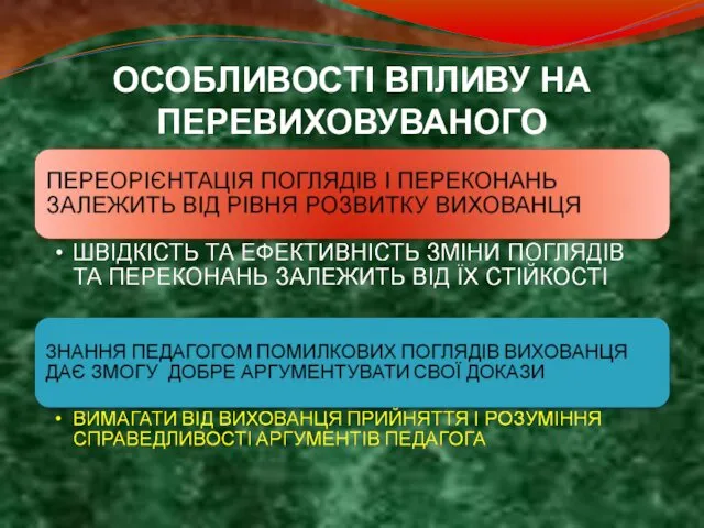 ОСОБЛИВОСТІ ВПЛИВУ НА ПЕРЕВИХОВУВАНОГО