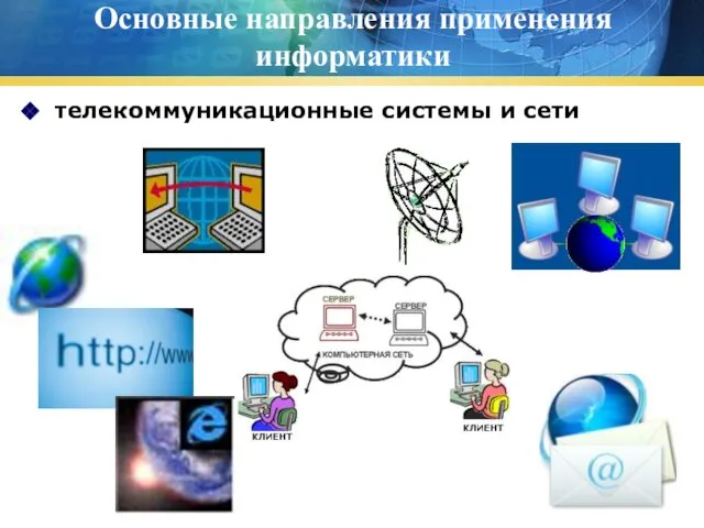 Основные направления применения информатики телекоммуникационные системы и сети