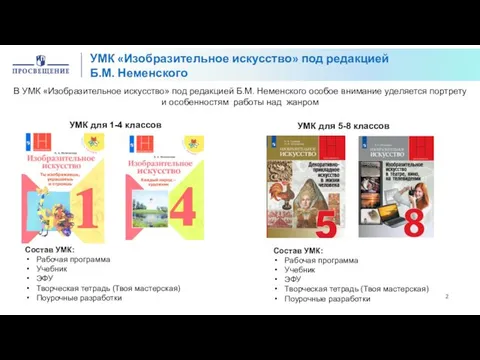 УМК «Изобразительное искусство» под редакцией Б.М. Неменского Состав УМК: Рабочая программа