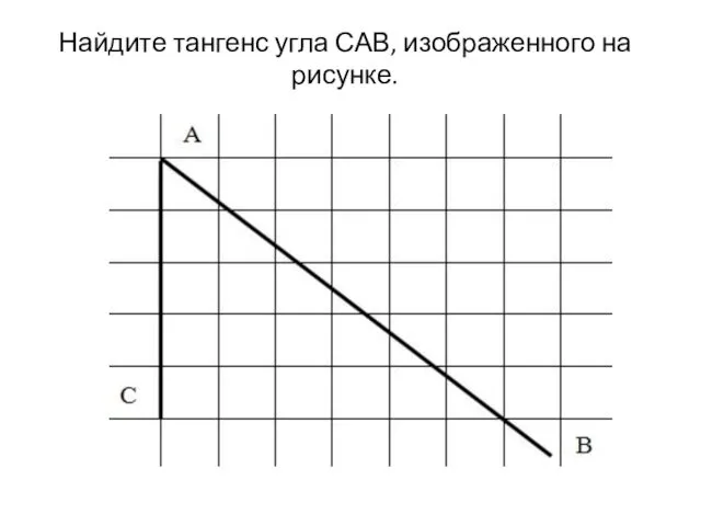 Найдите тангенс угла САВ, изображенного на рисунке.