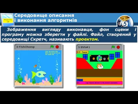 Середовище описання і виконання алгоритмів Зображення вигляду виконавця, фон сцени і