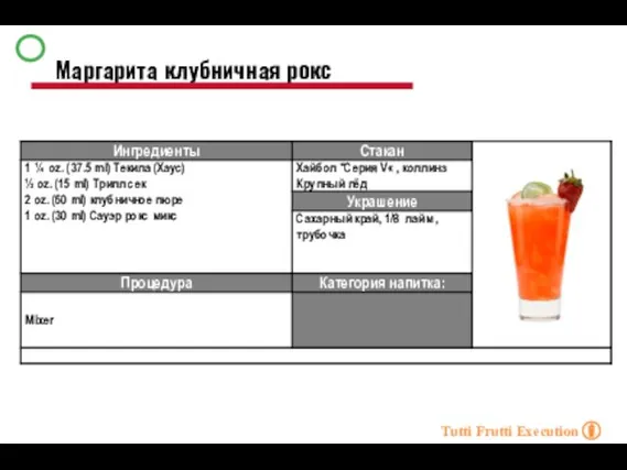 Маргарита клубничная рокс Tutti Frutti Execution