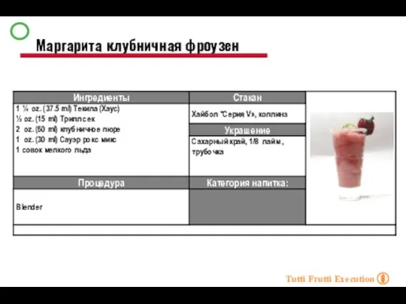 Маргарита клубничная фроузен Tutti Frutti Execution